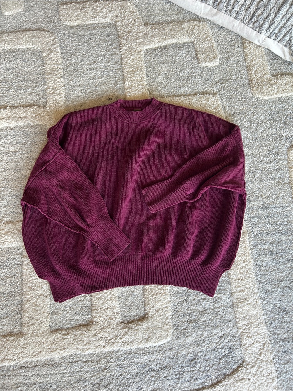 Free People Crewneck Easy Street Sweater in Plum